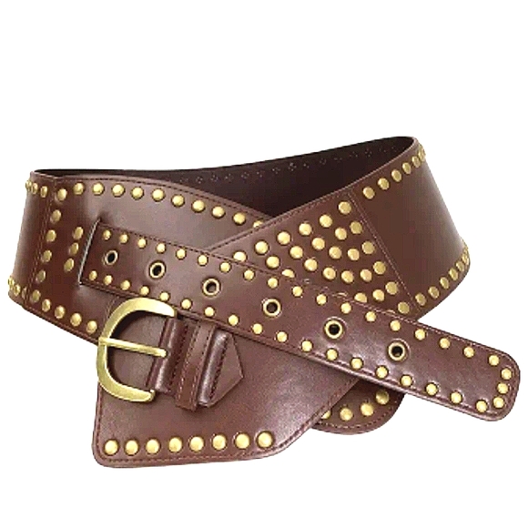 unbranded Accessories - Belt Wide Black Brown 80s Punk Style Belt M L XL Studded Rocker Belt Metal Belts